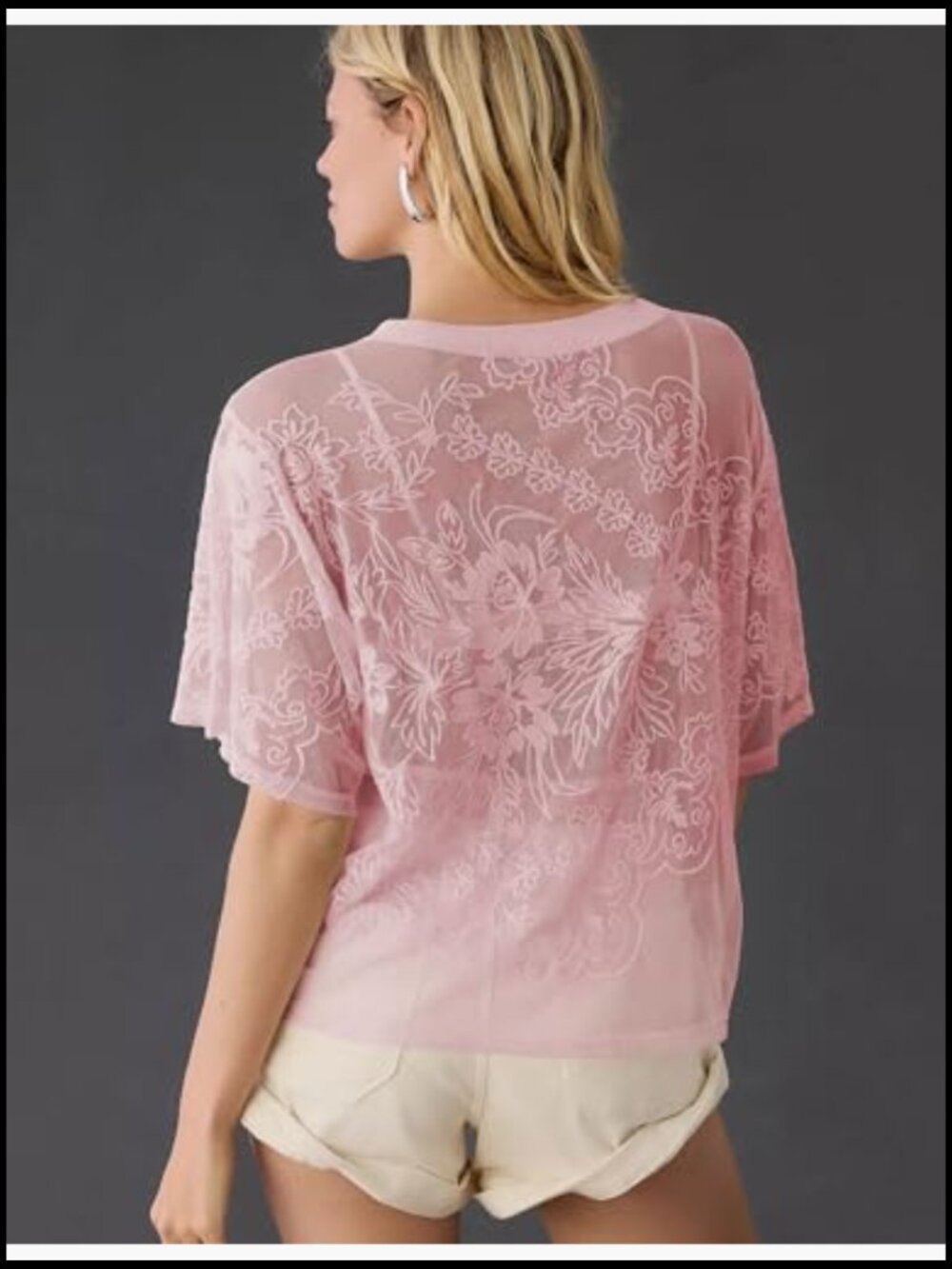 Sheer Lace Tunic Blouse Y2K Embroidered See Through Layering Top Summer Beach - Picture 4 of 7